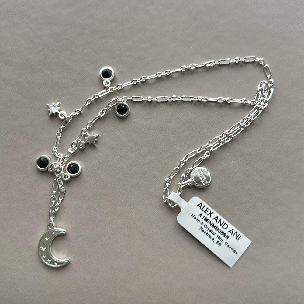 Alex and Ani moon and crystal 18” necklace